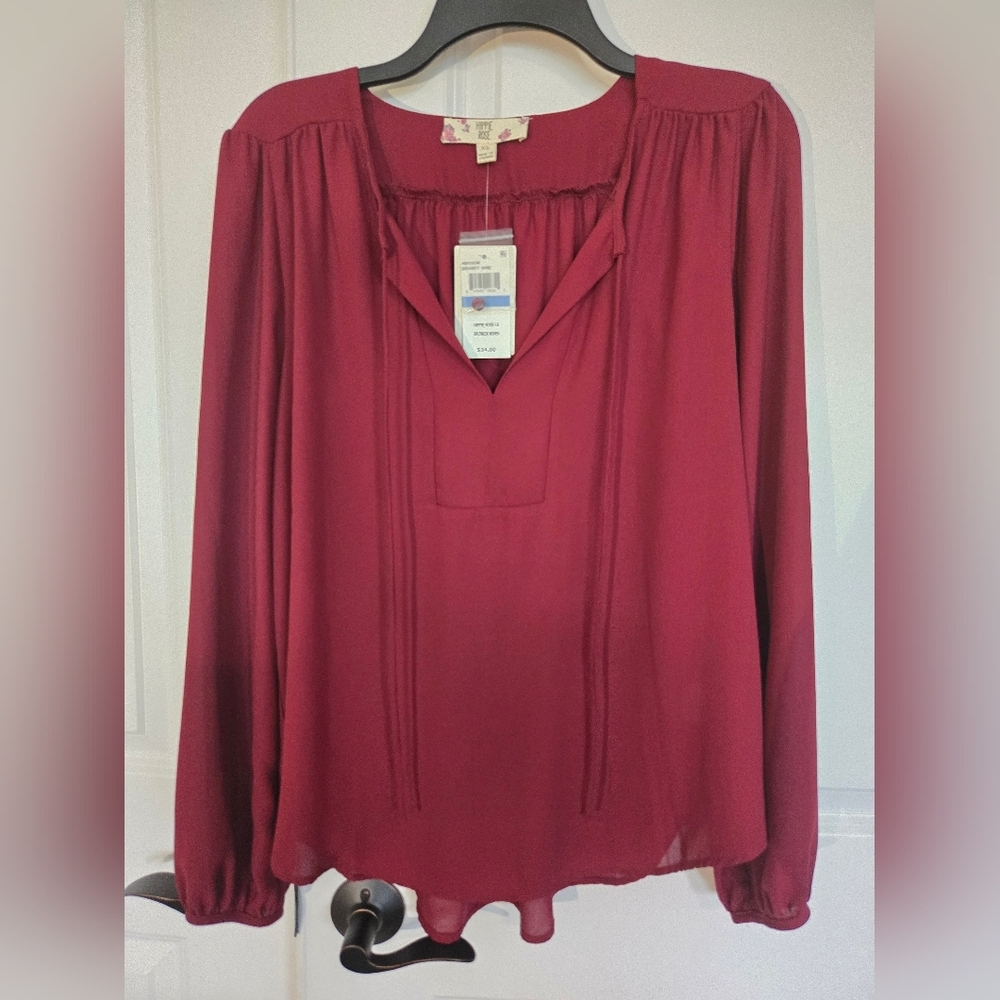 NWOT Hippie Rose Maroon Blouse